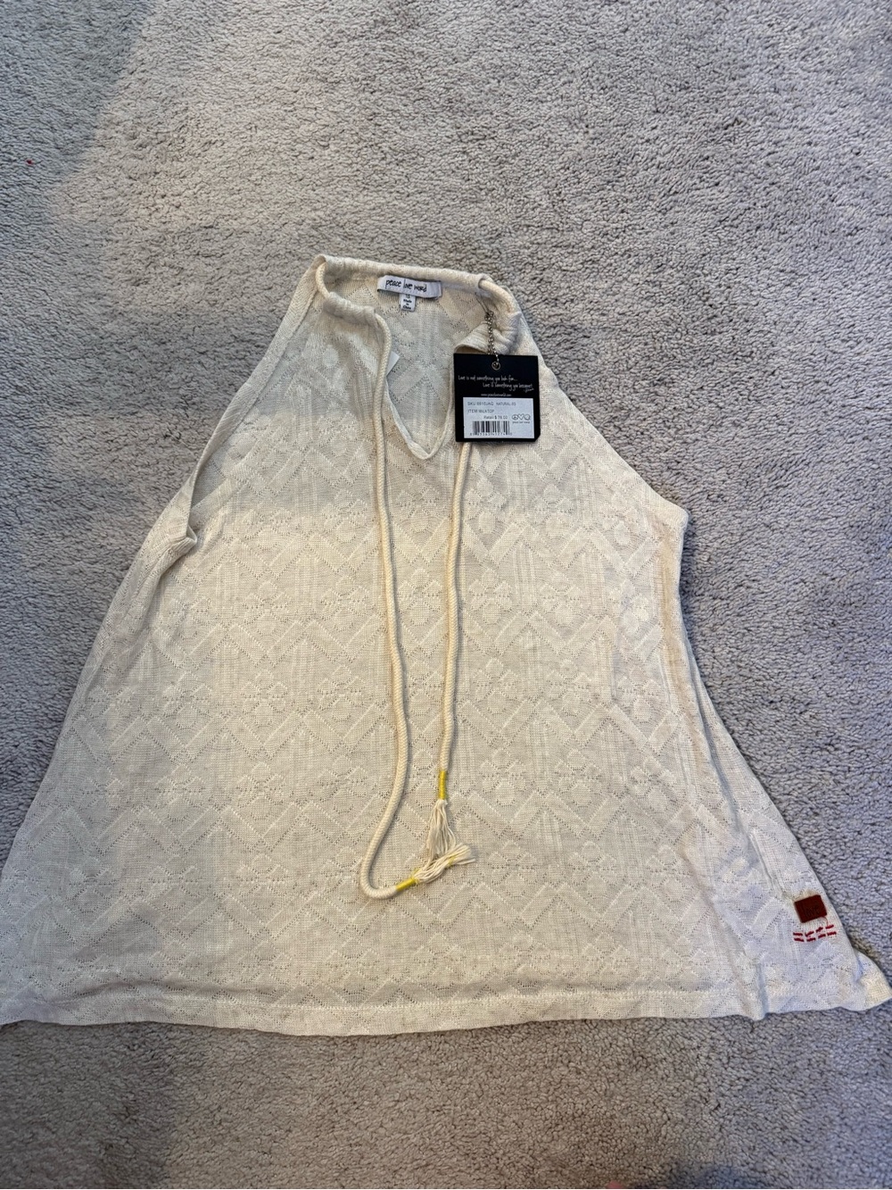 Peace Love World Cream Knit Halter Tank